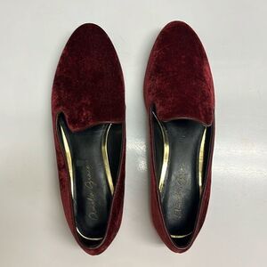 Amelia Grace Deep Red Pointed Toe Slip-On Velvet Flats- Size 8